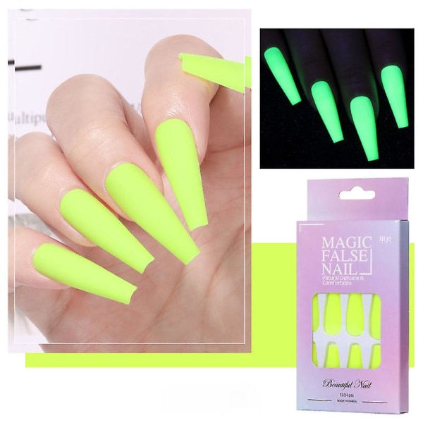 24stk Fake Nails Lysende Neon Fluorescence Ballerina