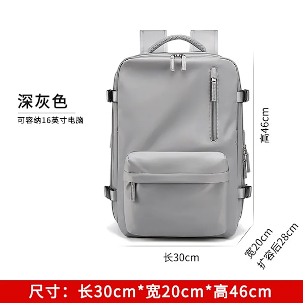 35L Laptop Rejsetaske USB Opladning Multifunktionel Skole Taske Vandtæt Bagage Skuldertasker med Sko Lomme Expandable dark grey