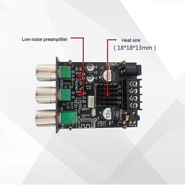 -502mt Tandhjul Modul Förstärkare 2.0 Två-chl Hög- Adjment Förstärkare Kort 50w X 2