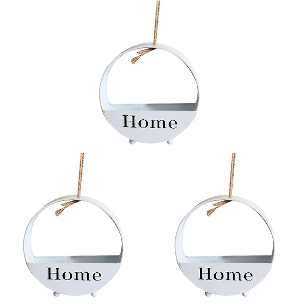 3 st Runda Vägghängande Vackra Hängande Blomkrukor Kreativa Blomkorgar Trä Hängande Blomkruka För Vardagsrum Bord