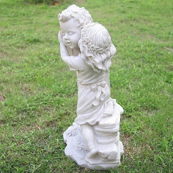 Trädgårdsdekorationer Flickor Kyssar Pojkar Skulpturer Harts Trädgårdsstatyer Uteplats Landskap Gräsmatta