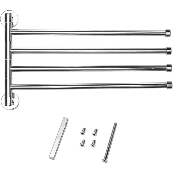 Handduksstång 4 Svängbara Armar Handduksställ 180 Grader Rotation Rostfri Handduksräcke Väggmonterad Swivel Handduksställ Badrum Kök
