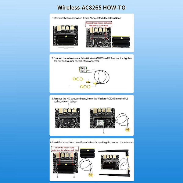 AC8265 Langaton NIC-moduuli Jetson Nano(B01):lle - Intelin 2,4 GHz / 5 GHz kaksoiskaistainen WiFi Bluetooth