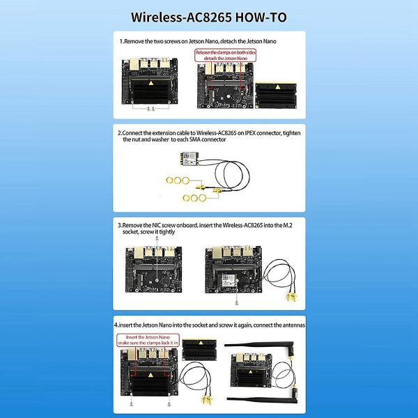 AC8265 Trådløst NIC-modul for Jetson Nano (B01) Integrert Intel 2,4G / 5G Hz Dobbelbånds WiFi Bluetooth