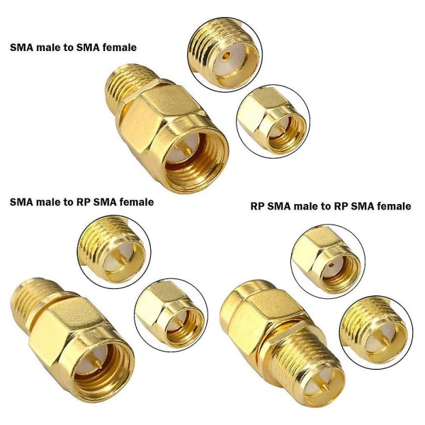 15 Type Rf-antennisovitinsarja Sma-liitin Sma-urospuolinen muunnin Wi-Fi-antennin jatke C:lle