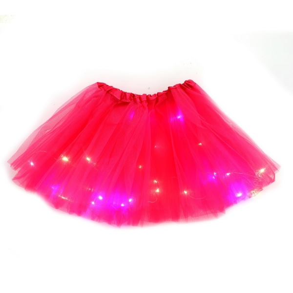2-8 år Baby Girls Light Up LED Tutu-kjol Fairy tutu Kid Fancy Party-kostym Balett Klänning i lager-rosa röd