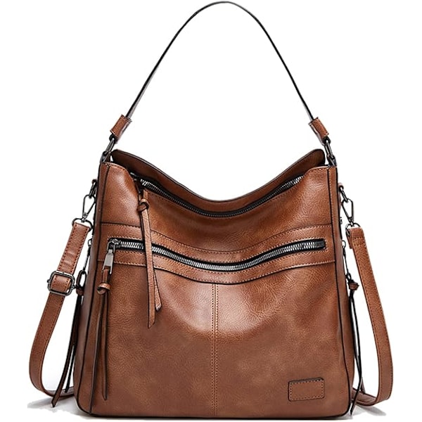 Dam Läder Tote Väskor Stora Designer Tote Väskor Multi Pocket Designer Plånbok Crossbody Väskor Arbets Axelväskor