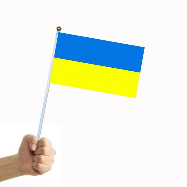 Ukrainan käsiheilutuslippuja Ukrainan lippu kansallinen eurooppalainen tuki 1/2/5/10 kpl