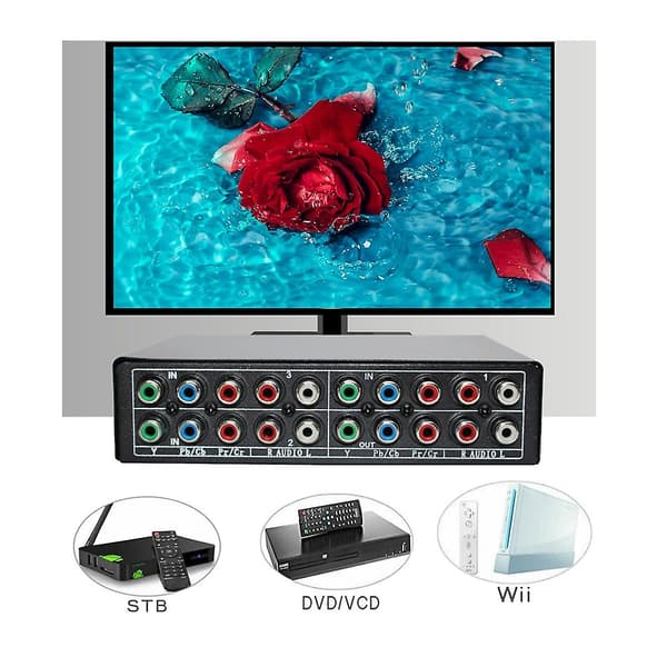 RGB Komponent Switch Vælg 5 RCA 3-vejs YPbPr Kabel Komponent Switch AV Switcher til PS2 DVD Afspil
