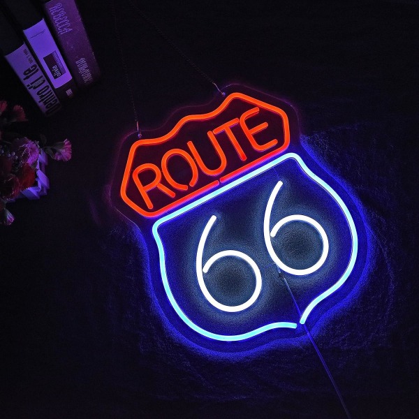 Historisk Route 66 Neon Skilt Øl Bar Hjem Kunst Man Cave Neon Lys Håndlavet Med Dæmpbar Afbryder Led Neon Lys Skilte Til Soveværelse