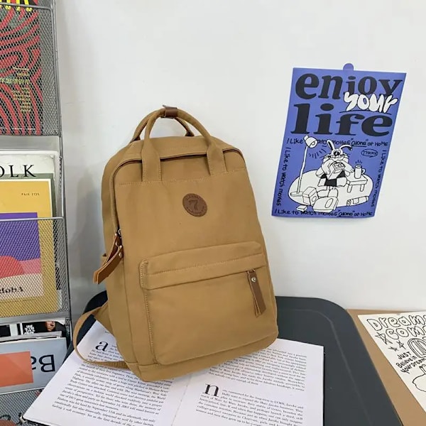 2023 Lærred Rygsæk Mænd Kvinder Retro Rejsetaske Pige Dreng Laptop Studerende Skole Taske Mode Marrón
