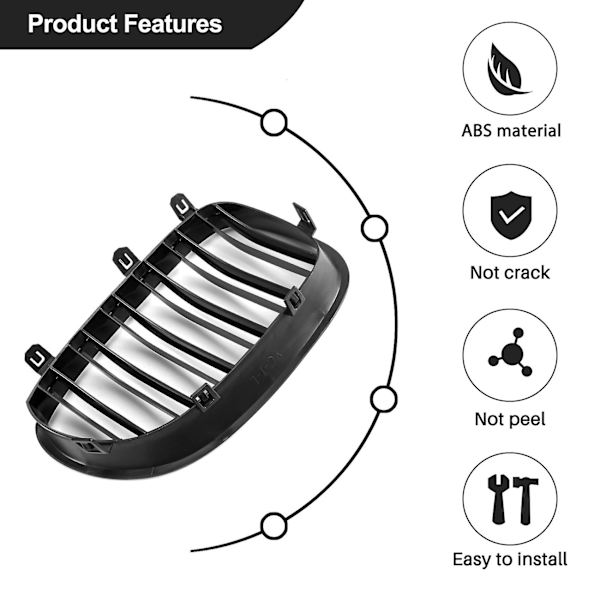 Glans Sort Bil Forreste Nyre Grill til 5 Serie E60 E61 M5 520i 535i 550i 2003-2010 Sedan