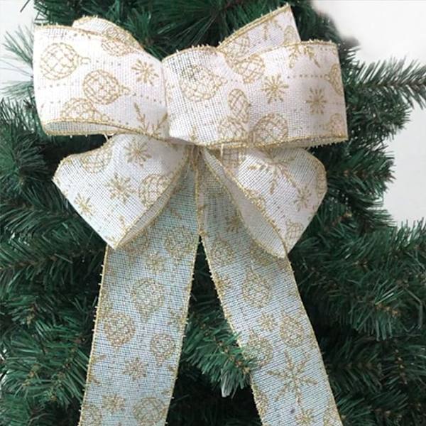 Juletrærbuer, julebuer julekransbue stor glitterbåndsløyfe, 1 stk anheng vakker lampe julebue elegant imitasjon lin
