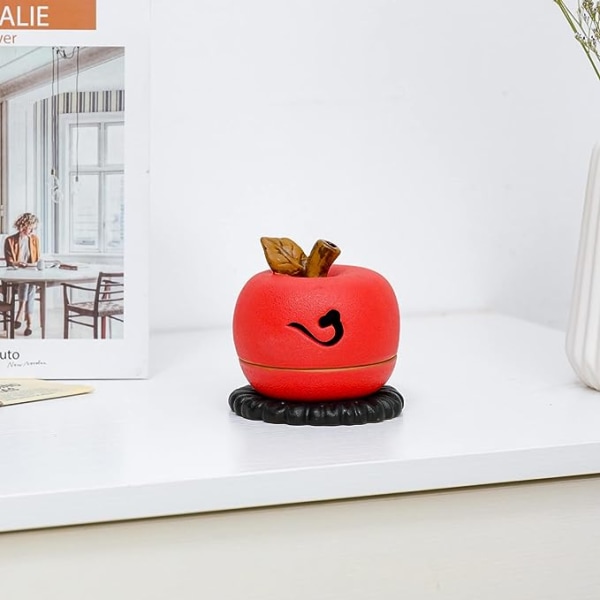 Apple Shape Keramisk rökelsebrännare, set för kontorsyoga, meditation, avkoppling, vardagsrum, heminredning.