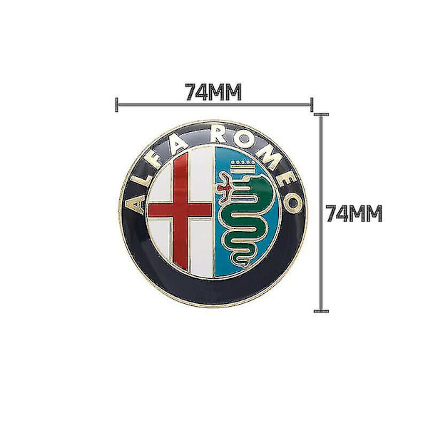 2 kpl 74 mm Alfa Romeo -merkkiä Gt 147 159 Brera Mito Giulietta Giulia konepellille