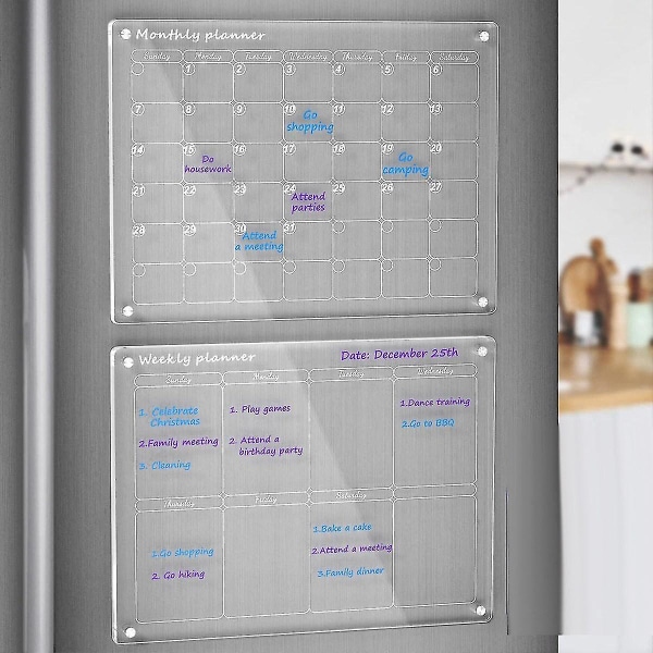 Magneettinen akryylikalenteri jääkaapin kuivapyyhkimiseen taulukalenteri jääkaappiin, uudelleen käytettävä suunnittelija, lahja kodin järjestämiseen