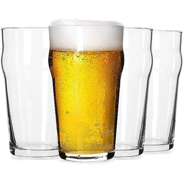 Pintglass, 19oz Britisk Ølglass, Klassiske Håndverksøl Glass, Premium Ølglass Tumblersett med 4, Pub Ølglass, Unikt Design Ølglass Ea