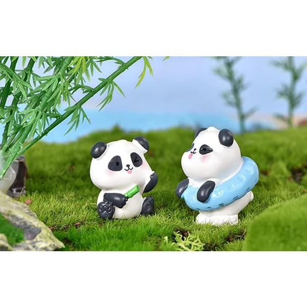 10 st Söta mini pandor figurer Bambu miniatyr djur miniatyr figurer DIY Cake Topper för Moss Landskap Heminredning