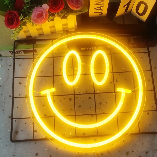 Smiley Face Neon Skilt Justerbar Smiley Face Led Skilt Smil Neon Skilt Til Vægdekoration Smiley Face Dekoration Til Soveværelse Børneværelse Smiley