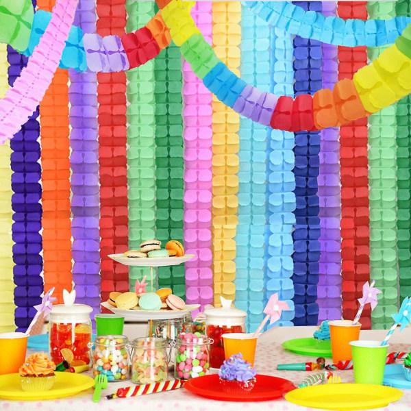Värikkäät paperikukat Garland - 12 pakkauksen uudelleenkäytettävät juhlanauhat eri tilanteisiin