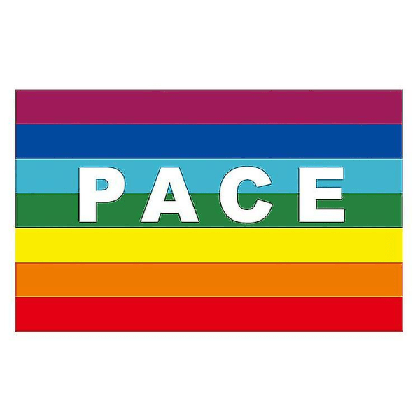 Rainbow Peace Outdoor Flag, Weather Resistant Polyester, Rainbow Peace Letters Flag