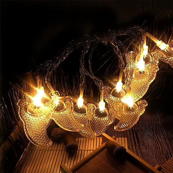 Halloween Dekorationslys Halloween Lyskæde, Batteridrevet Fe Lys, 1,5m Bat Ghost Lyskæde med 10 LED Hver til Hjem, Have, Ho