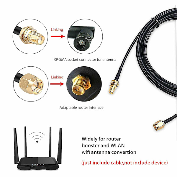 10m Wifi-antenne Sma-forlængerkabel Koaksialkabel til Wi-fi trådløs router