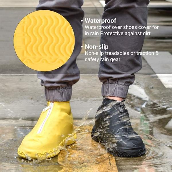 Vandafvisende Sko-overtræk, Genanvendelige Silikon Sko-overtræk med Anti-slip, Holdbar Lynlås Elastisk Regnbeskyttelse til Mænd og Kvinder (M (Kvinder 5,5-7, Mænd 5-6), Gul