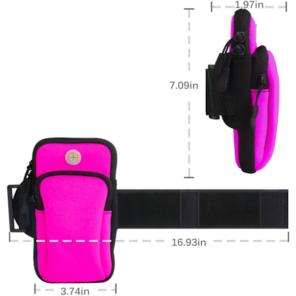 Løpearmbånd Telefonholder, Telefonarmbånd, Løpeveske, Vesker Menn Sport, for Telefonløping, Armbåndsveske, for opptil 6,2 tommer (Rosa)