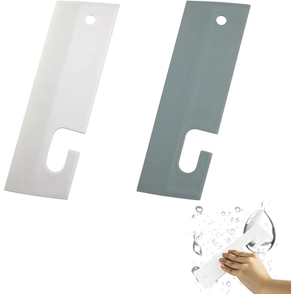 2-pack duschskrapa i silikon med hängkrok för duschglasdörr Fönsterrengöringsspegel Tvätttorkare