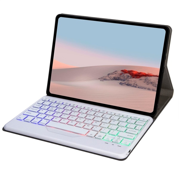 For Microsoft Surface Go/Go 2/Go 3 Tre farger bakgrunnsbelyst Bluetooth 5.0 Tastatur + Trestrukturert PU-lær