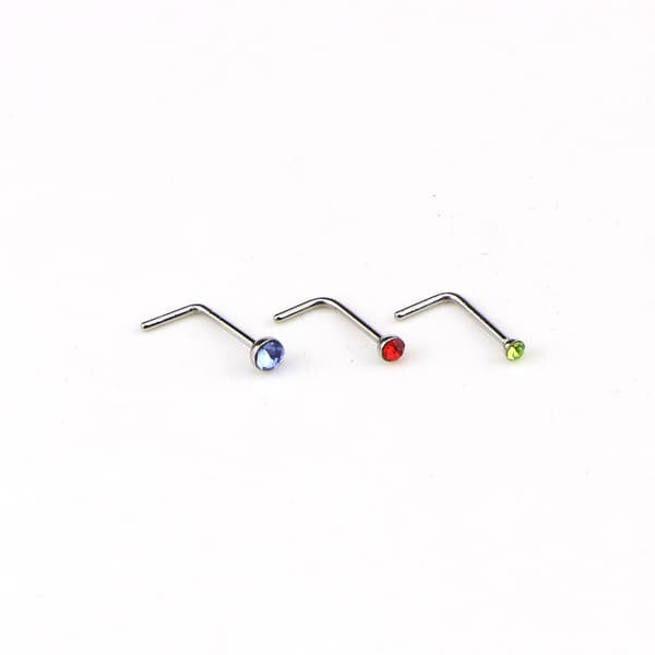 60 stk./sæt Rhinestone næsering ben studs, rustfrit stål color