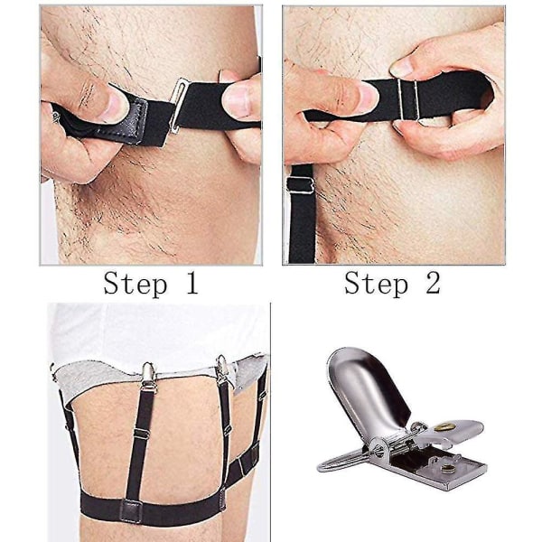 1 Par Skjorteholdere Belte med Sklisikre Låseklips Holder Skjorten Inn Tucked Suspender Garters Strap