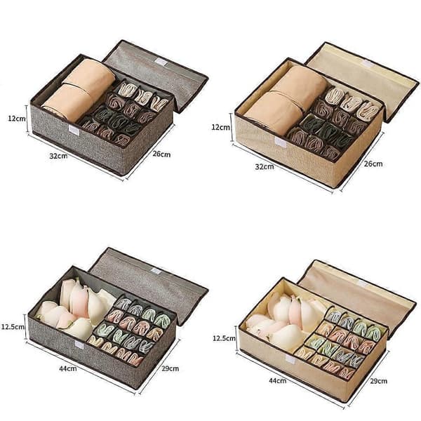 Oppbevaringsboks for undertøy Sammenleggbare stoffbeholdere med rom; M1D6 Grey 13 squares 1pcs