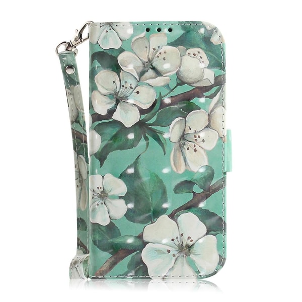 Kompatibel med Samsung Galaxy A14 5g Etui, Hvid Blomst Mønster PU Læder Cover med Rem Magnetisk Tegnebog Bogstil Etui til Samsung Galaxy A14 5g