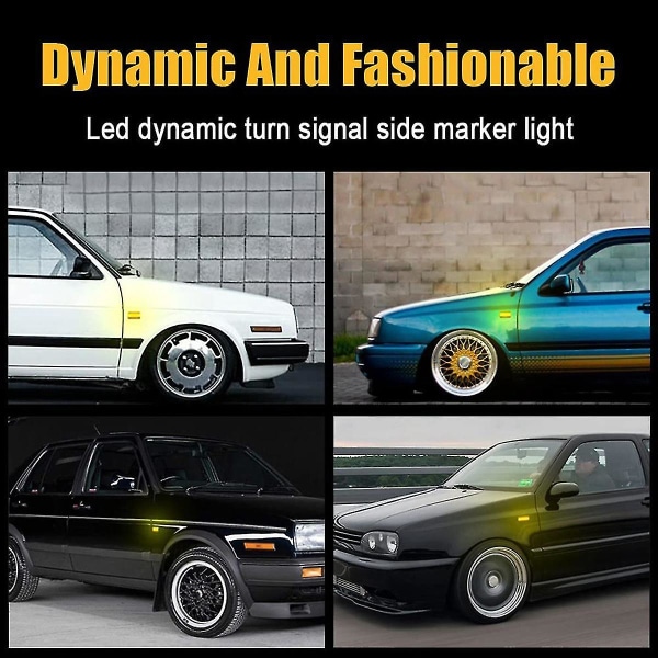 2 stk Dynamiske LED Sidemarkerlys Blinklys for B3 A2 A3 Golf 2 3 2 Cordoba 1