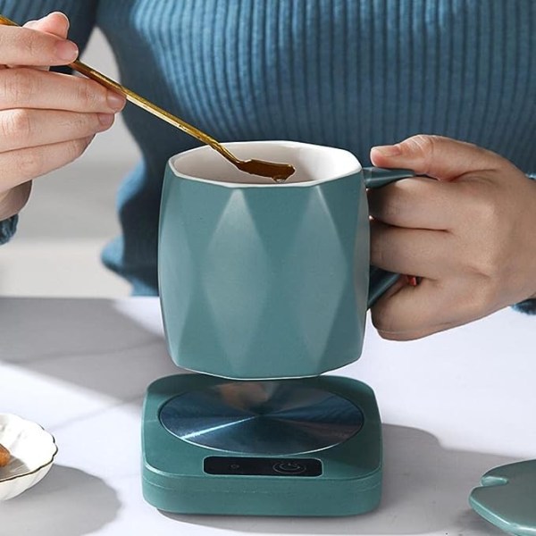 Smart Kaffe Värmare USB 131°F/55°C Termostatisk Underlägg Uppvärmning Te Dryck Espresso Kopp Bakverk Boxy Mjölk på Kontor (Grön, Endast Värmare)