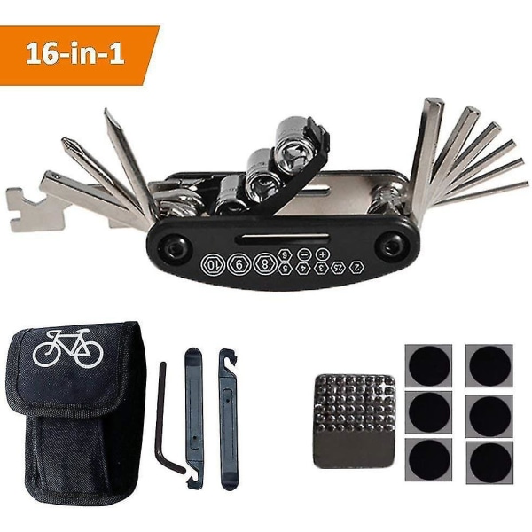 Cykel multiværktøj, 16-i-1 cykelværktøj Multifunktionelt værktøj Cykelreparationssæt lomme