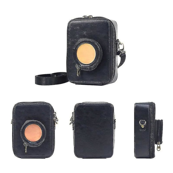 Case , joka on yhteensopiva Mini Evo Pu -nahkalaukun kanssa taskussa säädettävällä olkahihnalla (musta)