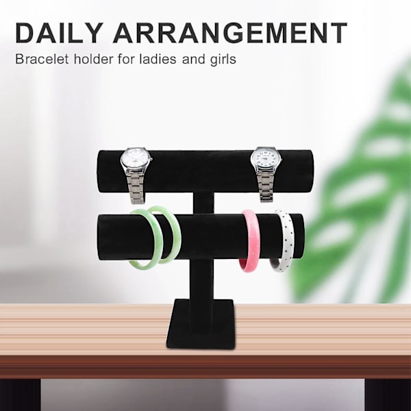 2-vånings armband armband displayhållare T-bar stativ svart