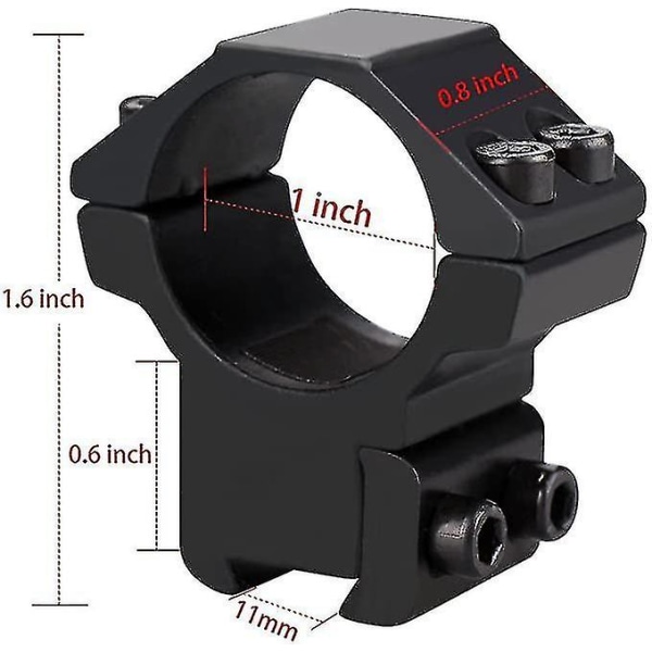 1&quot; Omfattning Monteringsringar Medium Profil För 11mm Laxstjärtskenor, 2st