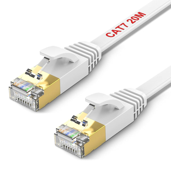 20 m platt Ethernet-kabel Lång Kat. 7 höghastighets Gigabit Lan-kabel 10gbps Rj45 Stp Internet Patch-kabel kompatibel med Cat5 Cat6 Ca
