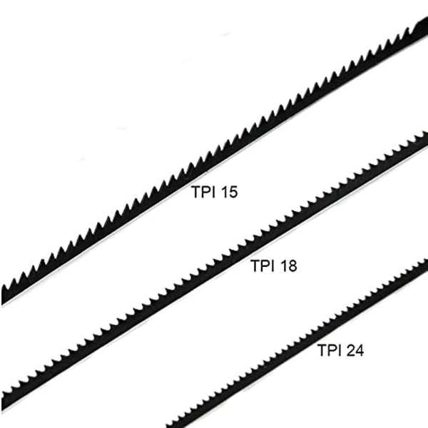 36 stk. Scroll Saw Blades 127mm Karbonstål Fretsagblader Med Pin 15/18/24 Tenner Standard Fint Kutt
