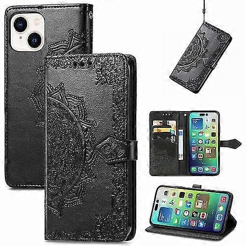 Mandala Präglat Läderfodral för iPhone 15