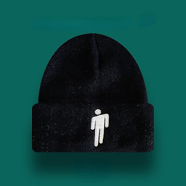 Billie Eilish Strikket Beanie Unisex Hiphop Beanie Casual Hætte Uldblød Beanie (sort 1 stk)