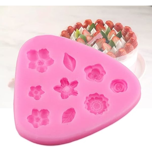 2pcs Flower Cuake Mini Fondant Tools Molds Silicone Cake Dessert Chocolate Bakeware Pink Decorating