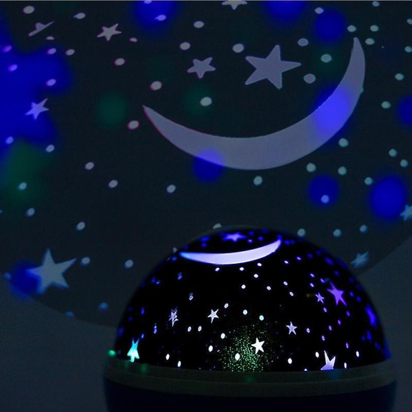 Barns nattljus projektionsljus 360 rotation romantisk stjärna baby nattlampa sänglampa humör ljus (blå)
