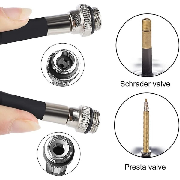 Pyöränpumppu Presta- ja Schrader-venttiileillä, 100 PSI polkupyörän pumppu sähköpyörälle