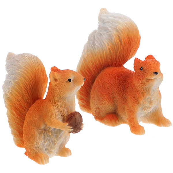 4 stk. Mini Egern Figurer Miniature Resin Dyr Figur Micro Landskab Have Egern Statuer