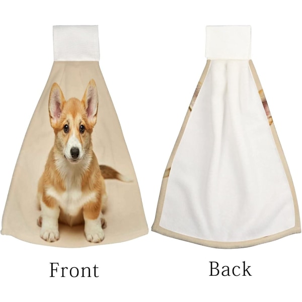 Ripustuspyyhkeet 1 kpl Astiapyyhkeet Söpö Koiranpentu Welsh Corgi Pembroke Istumassa Imuvat Käsipyyhkeet Ripustuslenkillä Pesulappu Kylpyhuoneeseen Keittiöön
